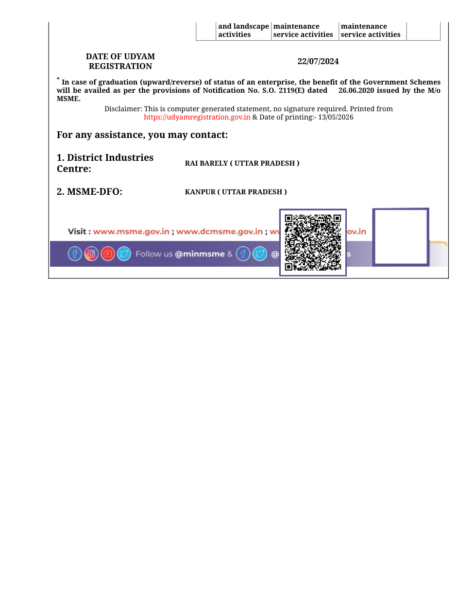 PATEL TRADERS Udyam Registration Certificate page 2